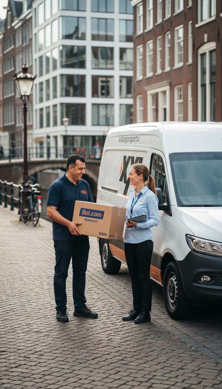 XXL Cargo Transport bestelwagen op zonnige weg – dagelijkse bezorging Benelux